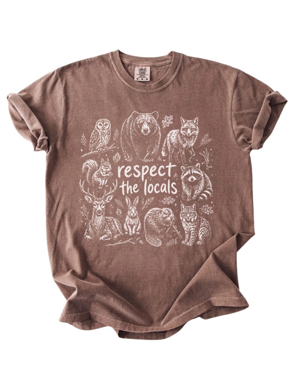 Comfort Colors Brown 'Respect the Locals' Graphic Tee, Gift For Nature Lover
